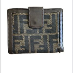 Fendi FF Zucca Canvas Wallet in Dark Brown and Beige
